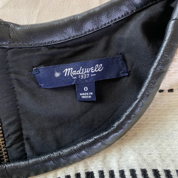 MADEWELL‎ Short Sleeve Tribal Leather Trim Shift Dress 0 - Picture 5 of 10